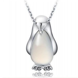 Vrouwen Hanger Ketting Pinguïn Dier Kettingen Verzilverd Charms Opaal Ketting Vintage Sieraden Voor Meisje Vrouwen Gift265G