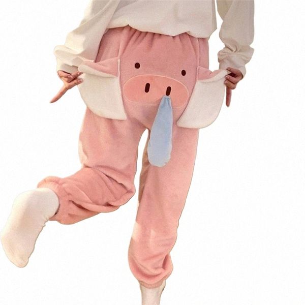 Femmes Pig Pant d'automne hiver drôle et mignon Pantalon de pyjama avec un tronc d'éléphant qui sonne, m, l, xl anime streetwear pantal u3dm #