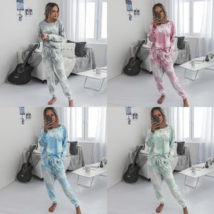 Dames Pijama Conjunto Mujer Femme T-shirts Twee stukbroek Set Ropa Mujer Tie Dye 2 Stuk Sets Womens Summer Outfit Ropa Europea X0428