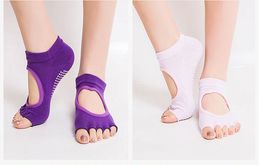 Dames Pilates vijf teen 100% katoen tenen sokken anti-slip yoga sokken mix kleur half teenontwerp wreef de opening