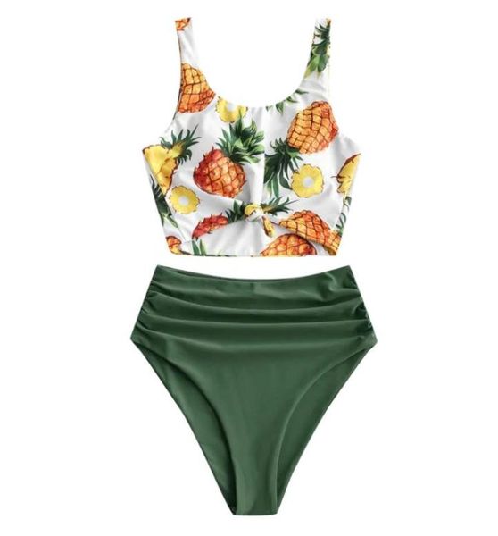 Femmes ananas imprimé Bikini ensemble push up rembourré taille haute maillots de bain maillots de bain sexy maillot de bain bikini brésilien 2020 Z21688562