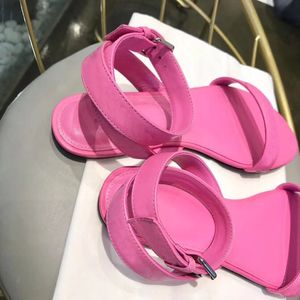 Femmes rose sandales en cuir véritable bride à la cheville sandales dames bout ouvert lacets chaussure plate doux concepteur été quotidien simplement Style à vendre
