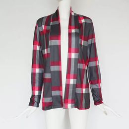 Cárdigan de manga larga a cuadros para mujer, blusa de rejilla, camisa holgada delgada, abrigo de celosía de maternidad, prendas de vestir en 6 colores