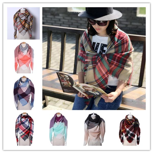 26 modèles femmes hiver triangle écharpe écharpe à carreaux Pashmina foulard surdimensionné tartan cachemire foulards tartan foulard châle enveloppes