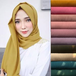 Femmes plaine bulle en mousseline de soie écharpe Hijab Wrap couleur unie châles bandeau musulman Hijabs écharpes