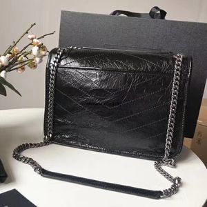 Vrouwen geplooD Leather One Shoulder Messenger Handtas Dames Lingge Chain Bag Niki Bag Classic Jewelry Chains Bags 2024