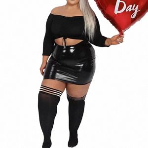 Femmes Plus Taille 4XL 5XL Jupe en cuir Sexy Taille haute PVC Mini Jupes Bodyc 6XL 7XL 8XL 9XL 10XL Vêtements de grande taille Nouveau q6AO #