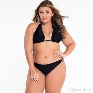 Femmes plus taille bikini maillot de bain d'été vintage sexy dame de grande taille de maillot de bain en deux pièces noir qpfrh