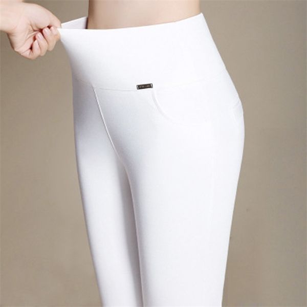 Femmes Plus Taille Taille Haute Pantalon extensible Dames Skinny Slim Pantalon Noir Blanc Vin Bleu Leggings 5XL 6XL 210915