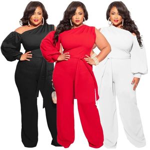 Dames Plus Size Jumpsuits Joggingbroek Dames Wijde Pijpen Broek Mode Effen Kleur Grote maten Sexy Casual Jumpsuit L XL XXL XX264z