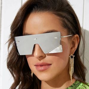 Femmes Plus Size One-piece Frameless Square Shape Fashion Personality UV Protection Lunettes de soleil