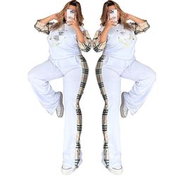 Femmes plus taille pantalon deux pièces concepteur concepteur de femmes à manches courtes blanches et pantalons de survêtement