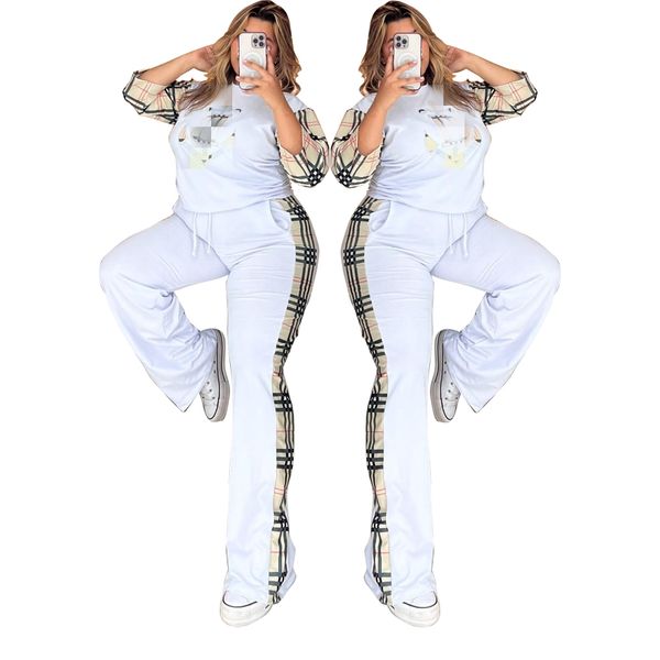 Femmes plus taille pantalon deux pièces concepteur concepteur de femmes à manches courtes blanches et pantalons de survêtement