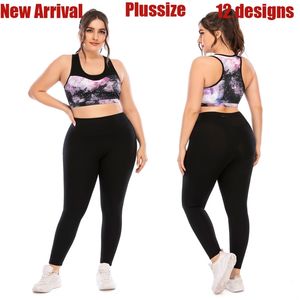 Dames Plus Size Yoga Suit Sportkleding Gym Sport Running Sets Sportuits voor Vrouwelijke Groot Groot Trainingspak Tacking Wear 210802