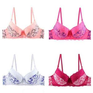 Dames plusgalpret beha bloemen printen No-Padded Undined Push Up 3/4 Cup Aangepaste String Plus Maatje 40B 40C 42B 42C 44B 44C 46B 46C 211110