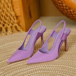 Femmes pointues de la marque Slingback Toe à ressort Slip on mince talon haut talon dames élégantes pompes chaussures drss sandales