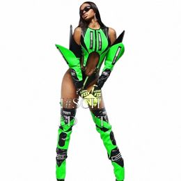 Vêtements de pole danse de la pole danse Nightclub DJ DS Dance Team Stage Tenues rave 4 couleurs fluorescentes Gogo Dancer Costumes A4PO #