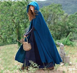 Vrouwen Poncho Herfst Casual Cape Blue Chic Cloak Girl Boho Fashion Ladies Stijlvolle Poncho Coat Hooded Cape 2018 Trendy4764063