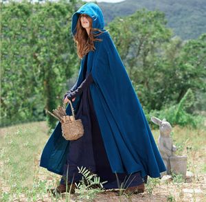 Femmes Poncho Autumn Casual Cape Blue Chic Cloak Girl Boho Fashion Ladies Élégant Poncho Coat Hooded Cape 2018 Trendy3003573