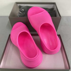 Dames poolcroc dia rubberen platform sandel 5 cm dikke bodem slippers zwart roze zomer elke schoenen openen teen schoenen met doos no445