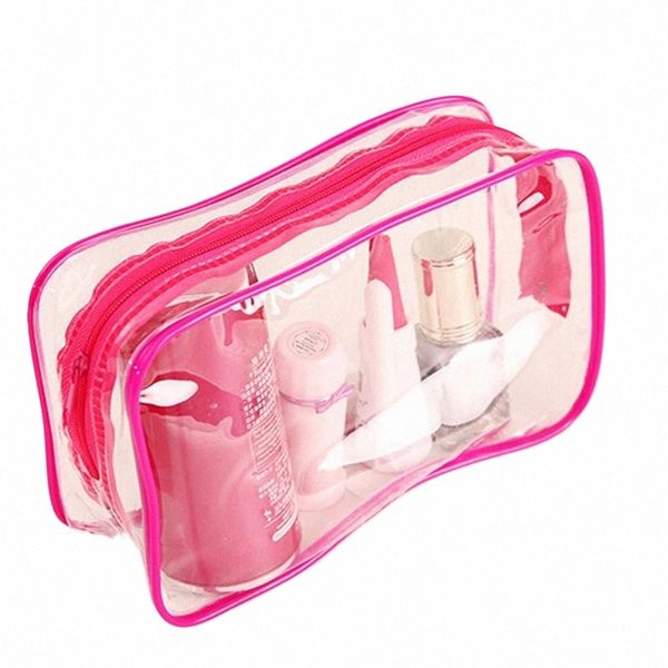 Femmes Portable Trousse de maquillage de toilette Cosmétique Zip Sac en plastique Transparent f9NT #
