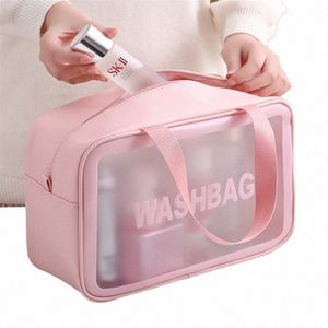 Femmes Portable Voyage W Sac Femme Femme Transparent Makeup Makeup Storage Spoutch de grande capacité Cost Cosmetic Organizer BEAUTY CASE P80S #