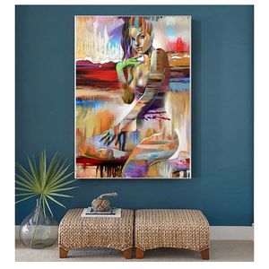 Póster de mujer, imágenes artísticas de pared, decoración moderna del hogar para dormitorio, carteles impresos sin marco, pintura en lienzo desnuda Sexy abstracta Woo