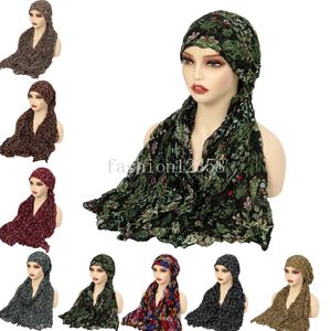 Vrouwen Pre-Gebonden Moslim Lange Sjaal Wrap Tulband Hijab Kanker Chemo Hoed Cap Haaruitval Cover Hoofddoek Hoofddeksels print Bandana Motorkap