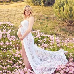 Femmes enceintes robe de maternité pour pographie po shoot été dentelle robe Maxi grossesse vêtements de maternité 240319