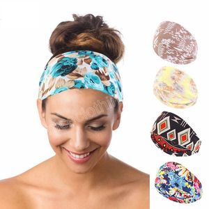 Vrouwen Print Elastische Hoofd Wrap Haarband Bandana Hoofdband Elastische Haarbanden Tulband Zomer Bloemen Yoga Zweetband Haarbanden