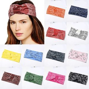 Vrouwen print brede haarband sport haarlint kruisknoop antislip hoofdband tulband effen kleur hoofdtooi elastische haarband