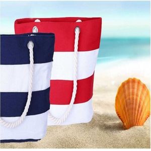 Dames bedrukte strandtas Streep canvas handtas Opvouwbaar Winkelen Waterrimpel Tote Schoudertas 279G