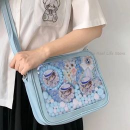 Dames Pu Doorzichtig Schattige Kleine Ita Tas met inzetstuk voor pins Display Tienermeisjes Kawaii Roze Itabag Crossbody Student Casual H206 240108