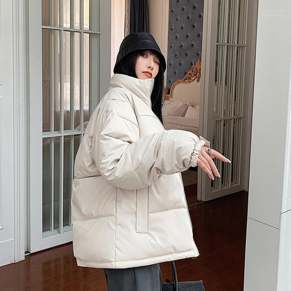 Femmes Pu Leather Down Veste courte roulard d'hiver épaississez le manteau chaud parkas des parkas coréens de style coréen vêtements en coton luci22