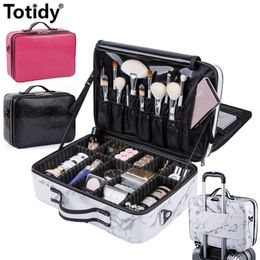 Femmes Pu Leather Maquillage Bag Professional Manucure Artist Makeup Case Female Kits Full Cosmetic Organizer Trolley Beauty Box 220615