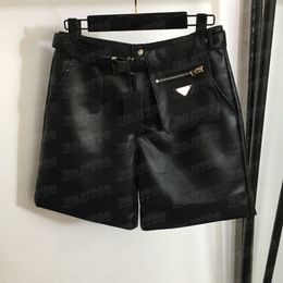 Pantalon court en cuir PU pour femmes, avec sac de taille, Badge de styliste, short de marque, Cool, Mini pantalon pour filles, Streetwear