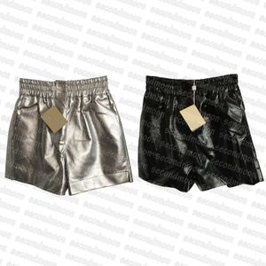 Mujeres pantalones cortos de cuero PU Diseñador de moda Pantalones cortos Pantalones de verano Pantalones de cintura alta