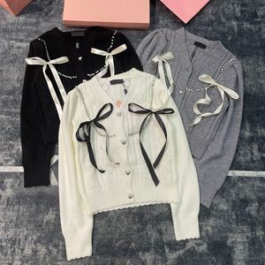 Veste Cardigan tricoté pour femmes, pull Design avec nœud papillon, manteaux élégants à manches longues, vestes de printemps