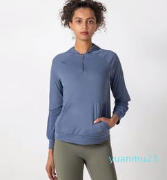 Sweat-shirt à manches longues pour femmes, pull-over demi-fermeture éclair, pull de sport haut, course en plein air, ample, AL