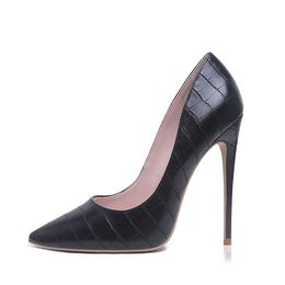 Vrouwen Pumps Merk Hoge Hakken Zwart Patent Lederen Puntige Teen Sexy Stiletto Schoenen Vrouw Dames Plus Big Size 11 12