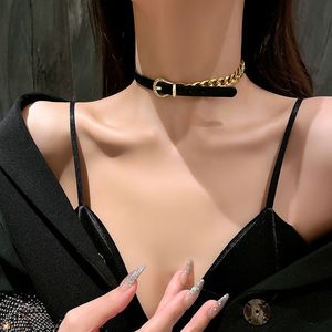 Femmes Punk PU cuir collier ras du cou Hip Hop femme bijoux 2022 colliers