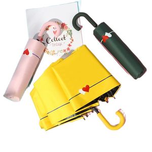 Paraguas a prueba de viento y lluvia para mujer, regalos de amor de doble propósito, sombrilla femenina, sombrillas Uv, protección de tres pliegues