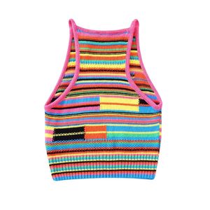 Vrouwen regenboog gradiënt kleur mouwloze halter nek tanks gebreide camis desinger crop topvest