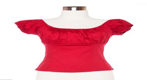 Femmes Red Peasant Tops Blouse the épaule Shirts sexy vêtements rockabilly top Blouse3039280