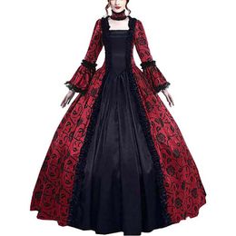 Vrouwen retro cosplay 18e eeuw lange middeleeuwse renaissance retro jurk wdec-015