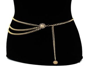 Dames Retro Gouden Bruiloft Sjerpen Broeksbanden Allmatch Multilayer Lange Kwast voor Feestsieraden Jurk Taille Ketting Munthanger Belt4117972