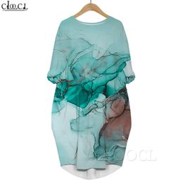 Vrouwen Retro Patroon 3D Gedrukt Jurk Lange Mouw Jurk Pocket Ronde Hals Losse Jurken Zomerjurken Plus Size Jurk 220616