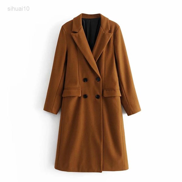 Femmes Rétro Style Laine Manteau Long Survêtement Nouveau Automne Hiver Porter Pardessus Femme Dames Lâche Vestes Chic Vêtements L220725