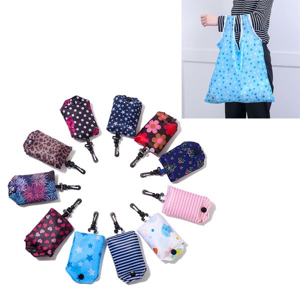 Bolso de compras reutilizable para mujer, bolso plegable con estampado de flores a la moda, bolsos plegables para reciclar, bolso de mano para organización del hogar, estilo 29