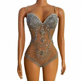 Femmes Rhineste Perle Body Appliques Manches Bodyc Discothèque Danse Spectacle Porter Soirée Drag Queen Costume Jingtian a908 #